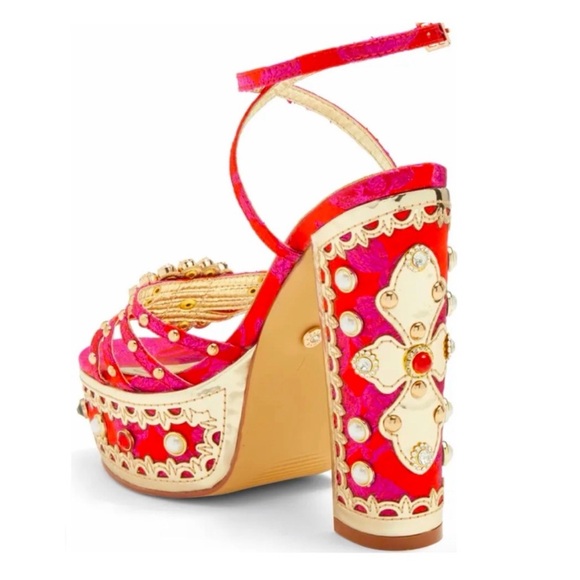 Azalea Wang Aline Gemstone Platform Sandal w/ Ankle Strap - Picture 3 of 11